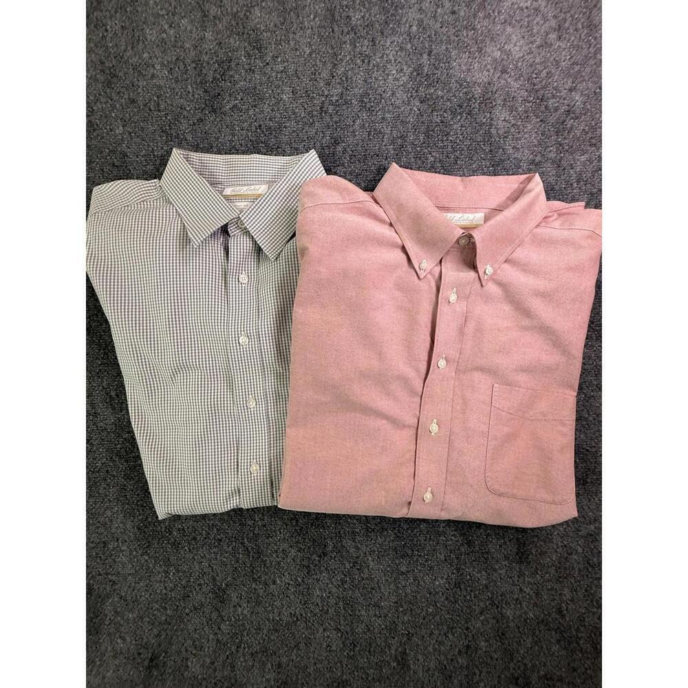 Roundtree & Yorke Gold Label Lot of 2 18/35 Pink Oxford Gray Check Button Down